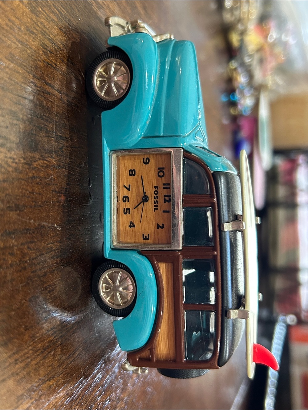 Fossil Turquoise and Wood-Accent Vintage Car limited edition Clock